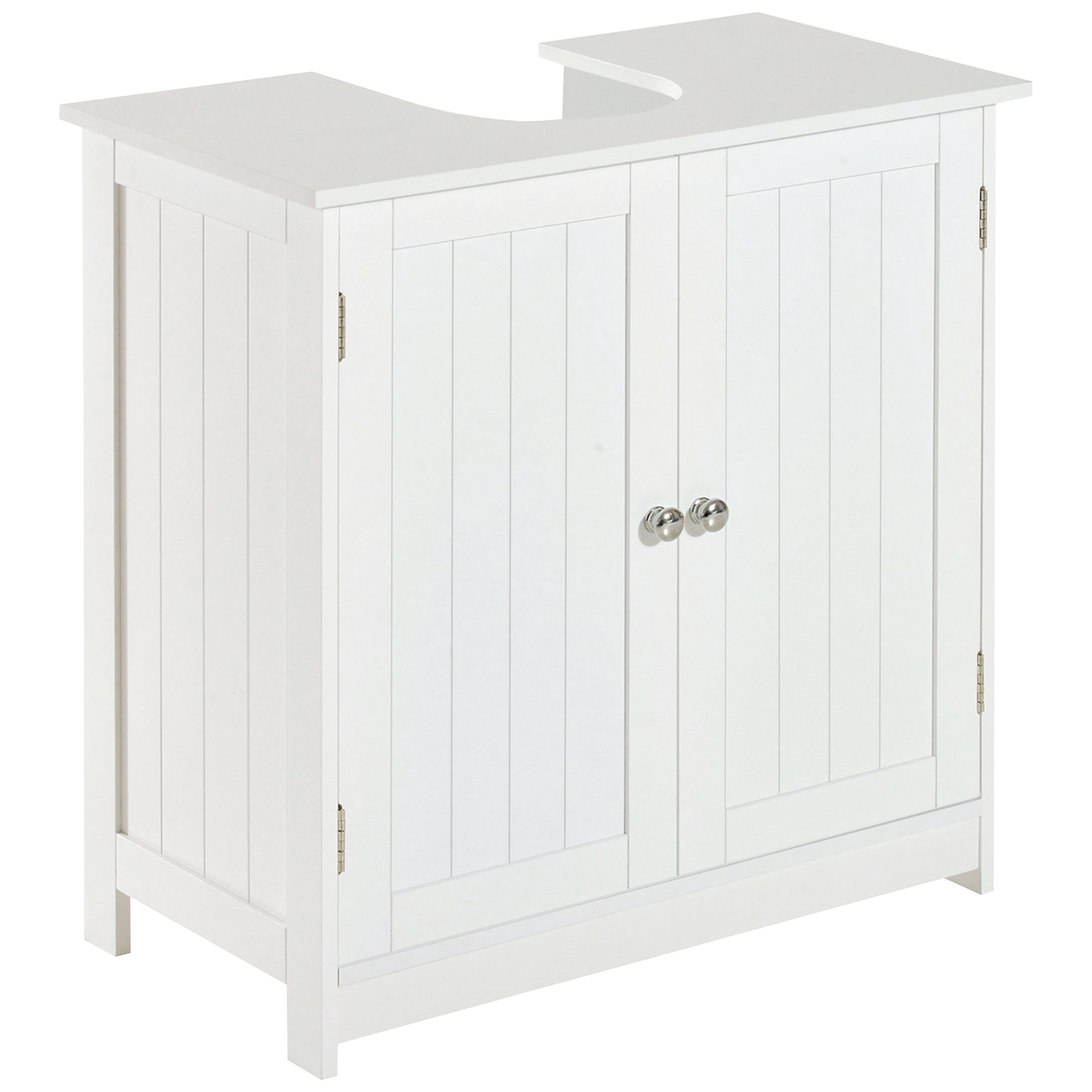 Under Sink Cabinet, Bathroom Vanity with 2 Doors & Shelf for Pedestal Sink, White