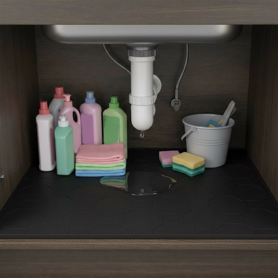 Under Sink Mat 27.6 x 22 Inch Waterproof Drip Tray for Kitchen Bathroom Cabinet Floor Protector NonSlip Easiest to Clean EcoFriendly