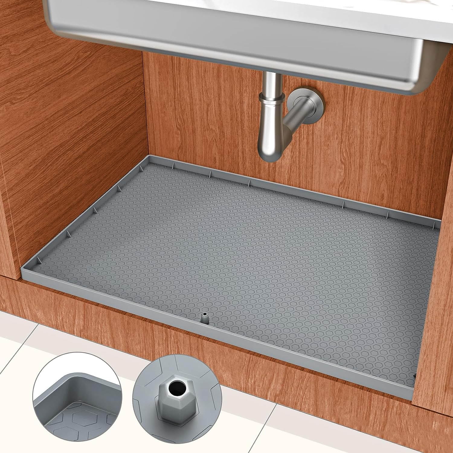 Under Sink Mat, 34" x 22" Under Sink Mats for Kitchen Waterproof, Under