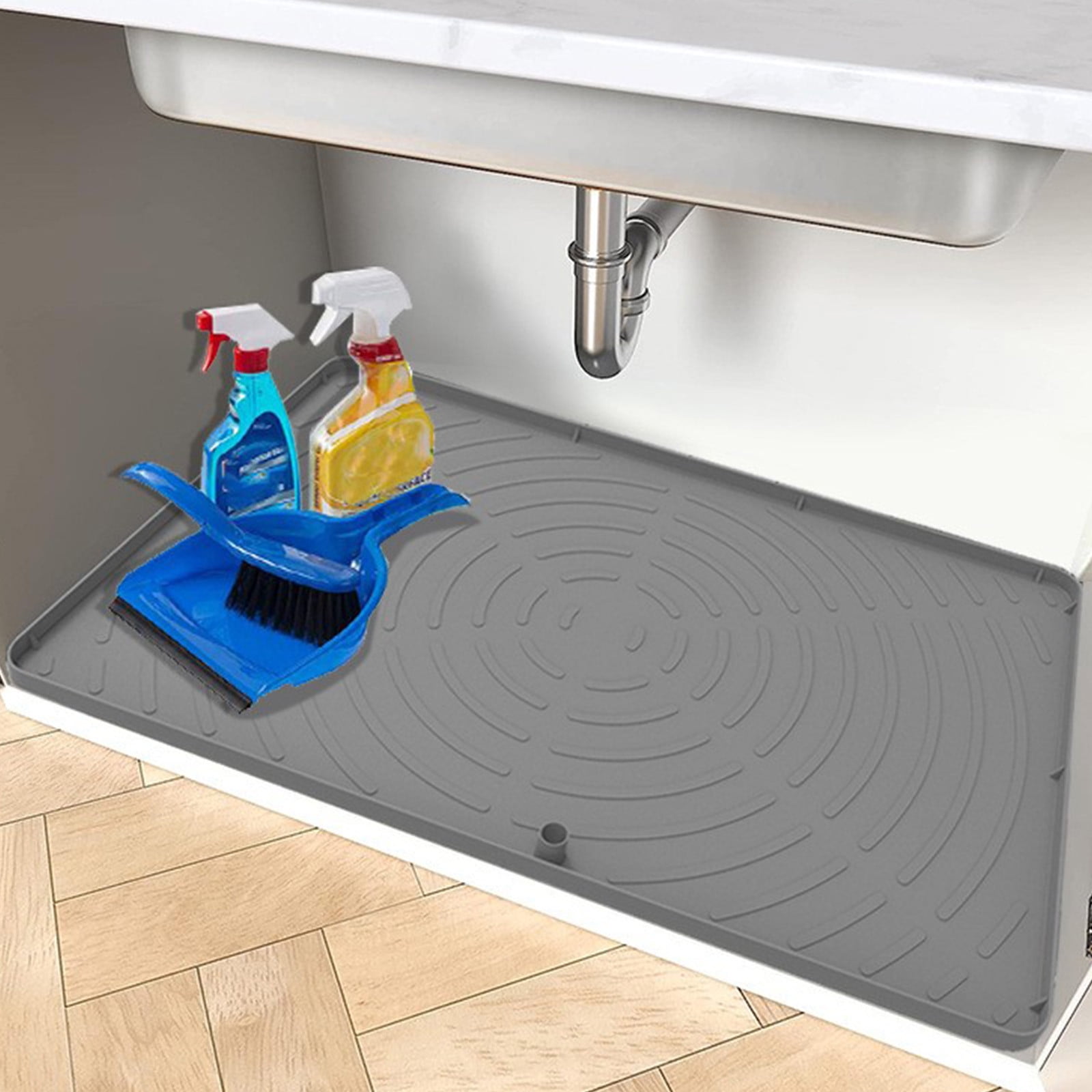Under Sink Mat, Kitchen Cabinet Liner, NonSlip Waterproof Drip Tray For Bathroom And Kitchen, 34 X 22 Inch EcoFriendly Silicone Shelf Protector