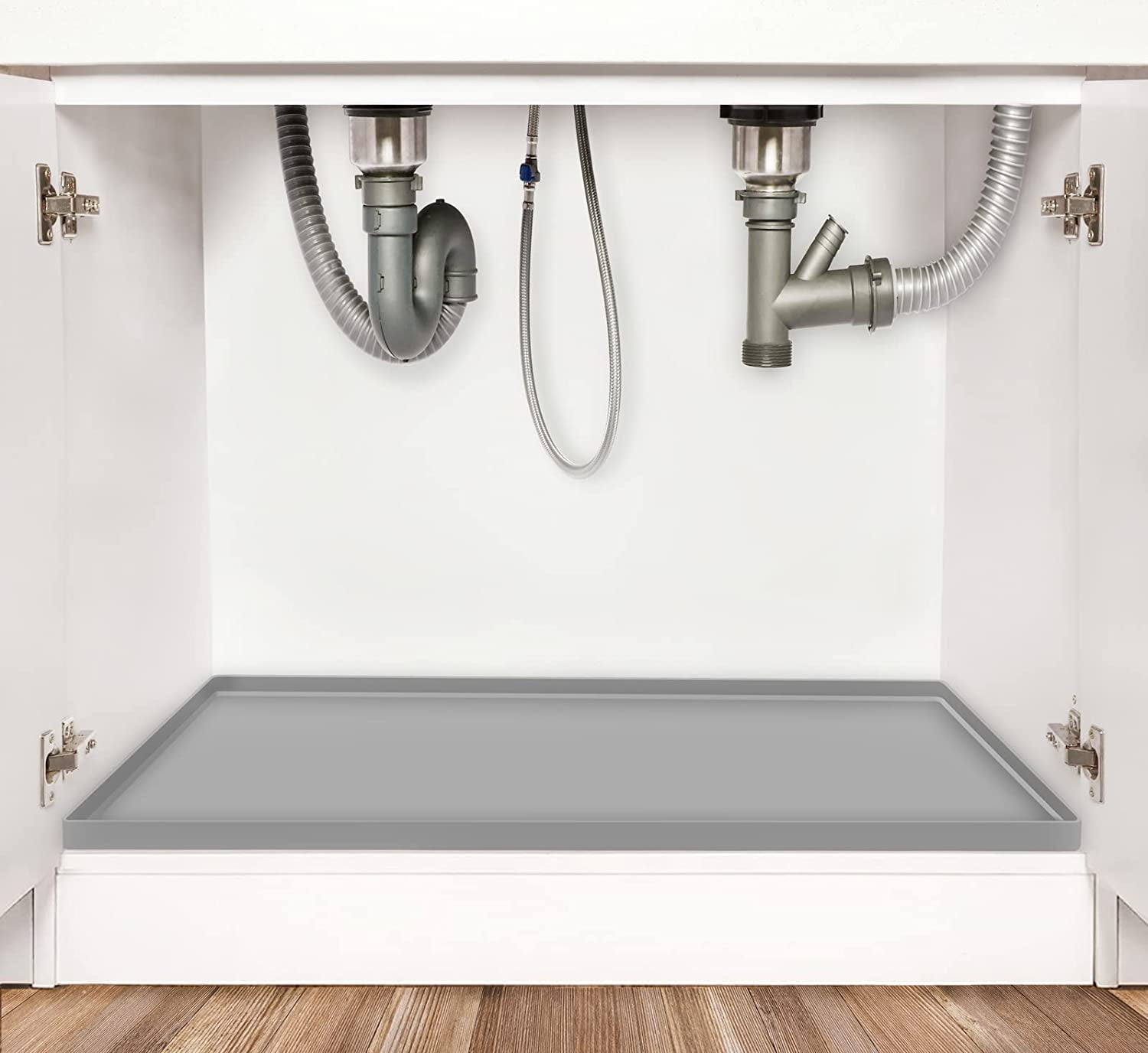Hommii Under Sink Mats for Kitchen Waterproof - 34 X 22 Inches Adjustable  Silicone Under Sink Mat with Drain Hole, Under Sink Liner Waterproof for