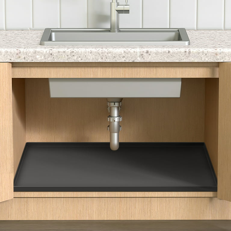 Basin Under Sink Mat for Kitchen Waterproof - The Original Silicone Under Sink Liner Drip Tray - Designed in USA - Sink Cabinet Prote