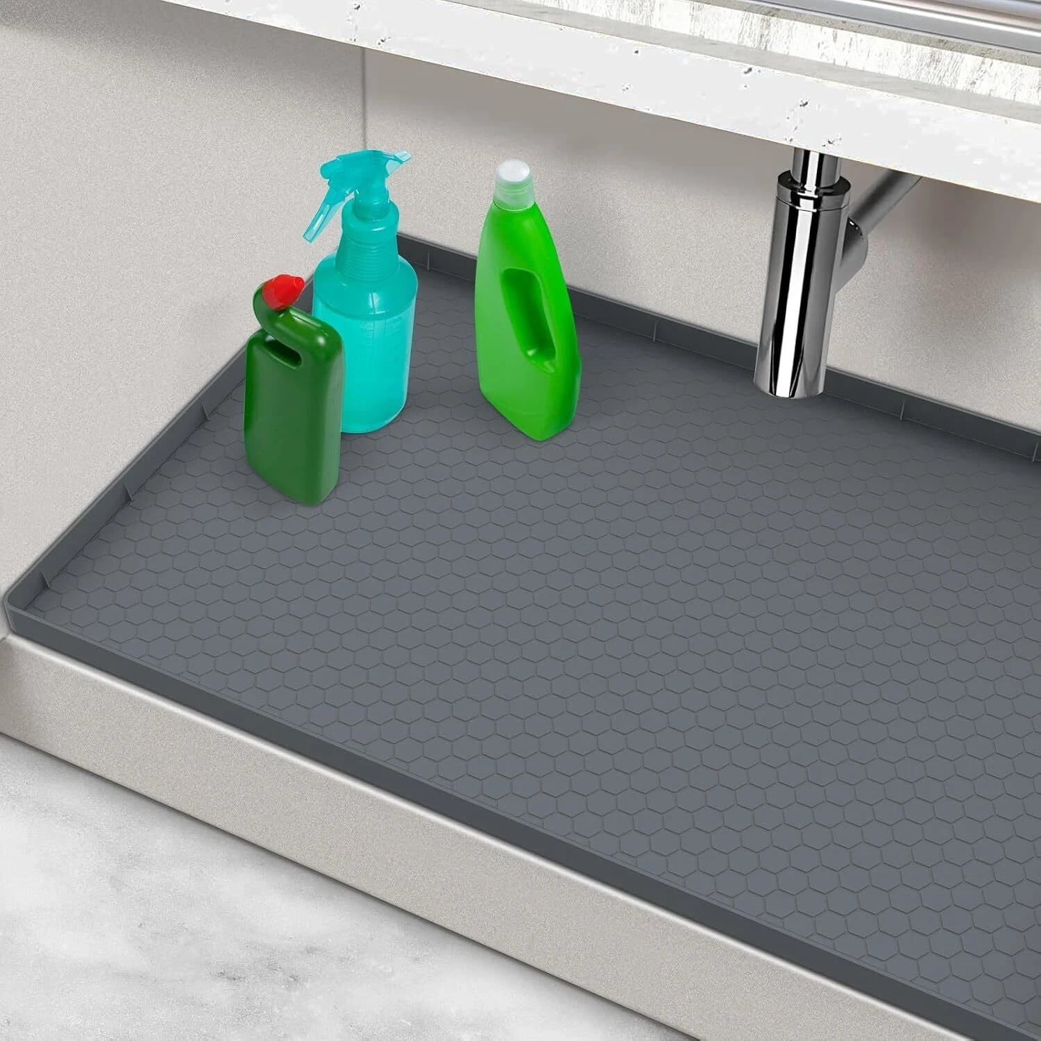 Under Sink Mat - Waterproof Kitchen Cabinet Tray - 34 x 22 Flexible Silicone New