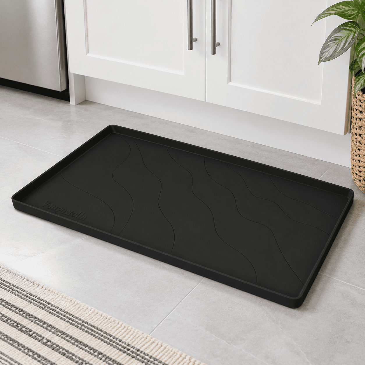 Under Sink Mat for Kitchen, Black, 34'' x 22'' x 1'', Waterproof ...