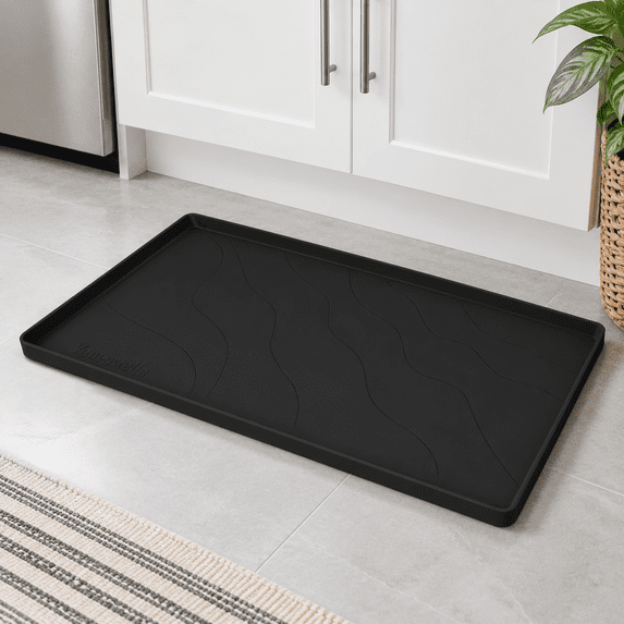 Under Sink Mat for Kitchen, Black, 34'' x 22'' x 1'', Waterproof ...