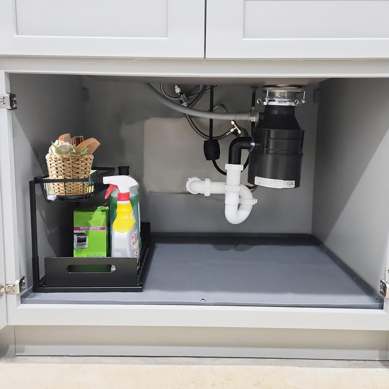 Under Sink Mats for Kitchen Waterproof, 28" x 22" Under Sink Tray for