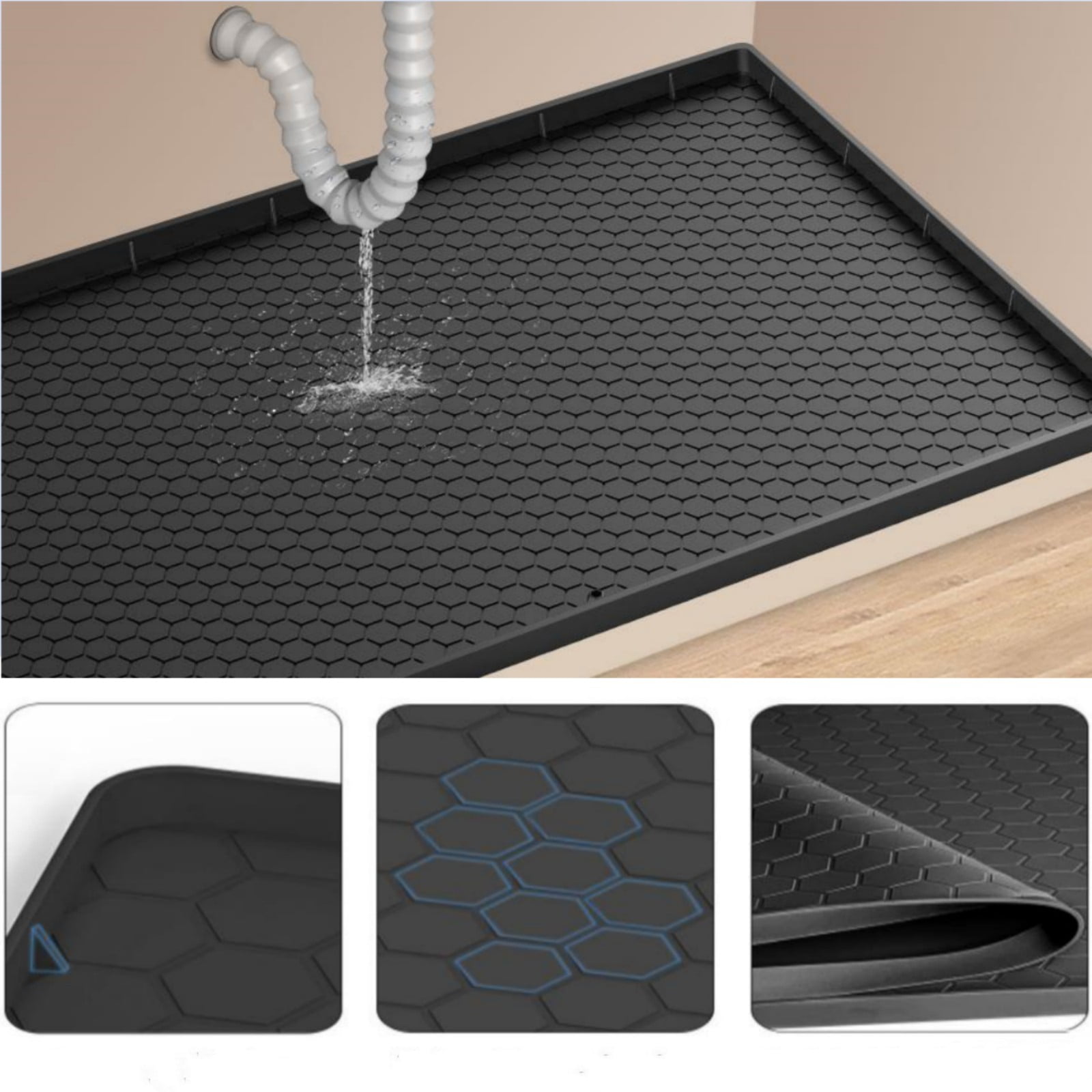 Under Sink Mats for Kitchen Sink Silicone Pad,34"x22" Waterproof Under Sink Liners for Kitchen