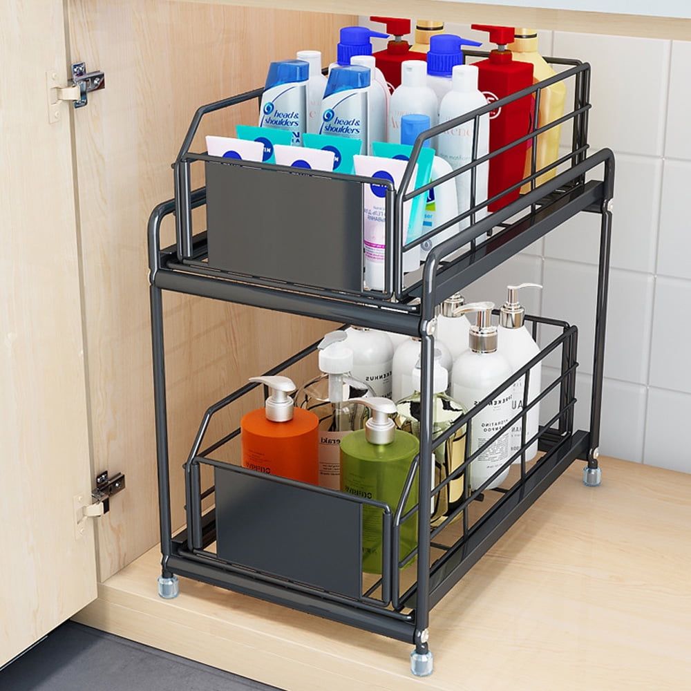 Under Sink Organizer, 2 Tier Bathroom Organizer, Narrow Space Under ...