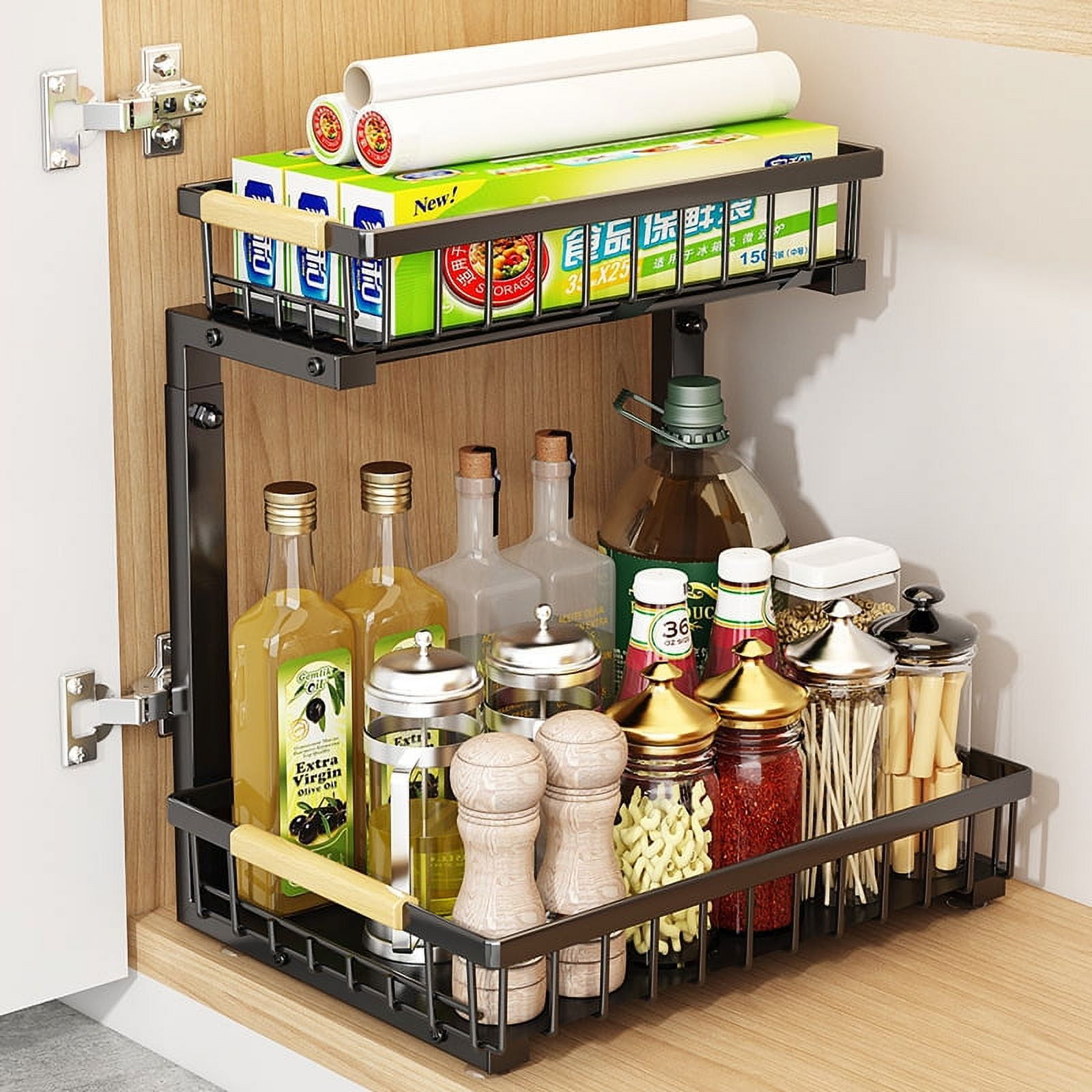 Under Sink Organizer 2 Tier Pull Out Cabinet Organizer, Multipurpose ...