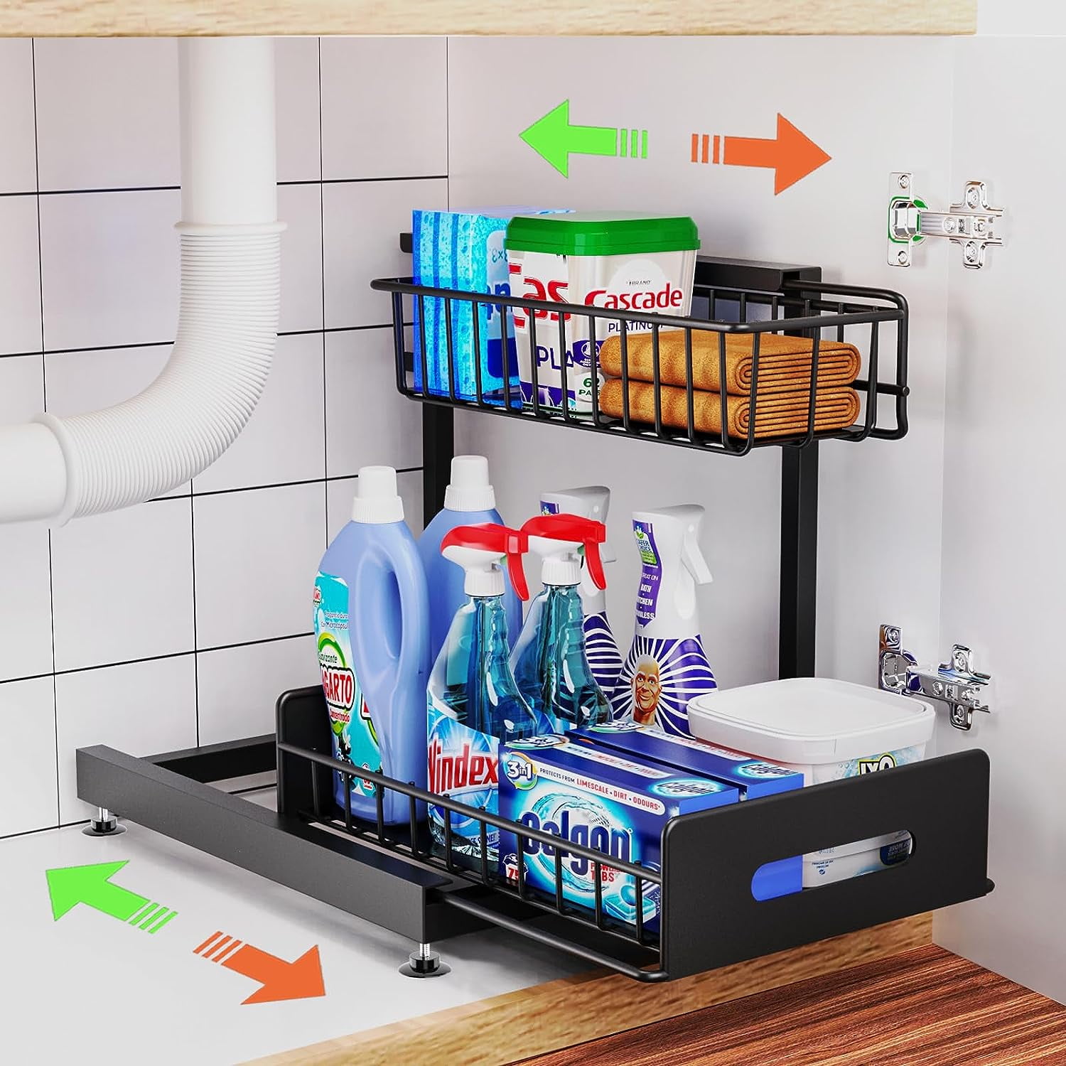 Under Sink Organizer And Storage,Pull Out Organizer,2Tier