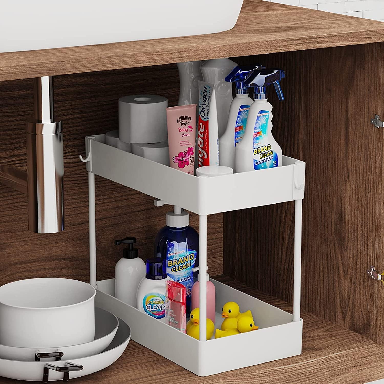 Under Sink Organizer, Under Bathroom Sink Storage 2 Tier Organizer Bath ...