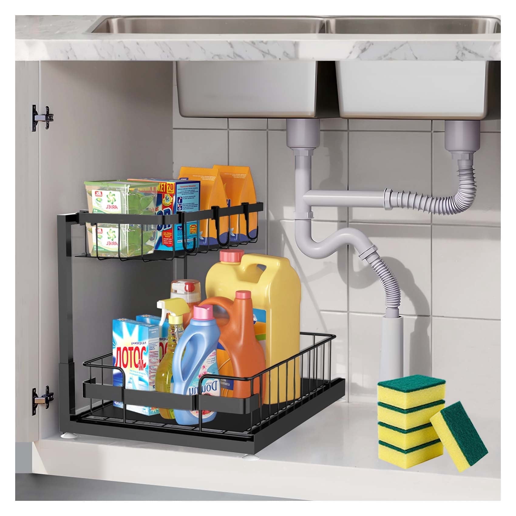 Lnrkai Under Sink Organizer and Storage, Pull Out Bathroom Cabinet Organizer, Multi-Purpose Storage Shelf for Kitchen Cabinet