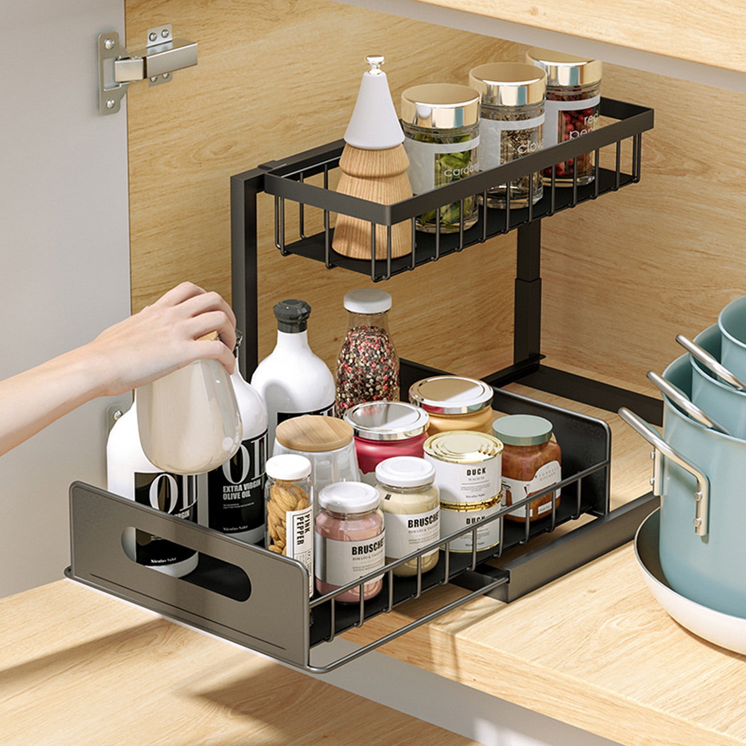 Under Sink Organizer Pull Out Organizer 2Tier Slide Out