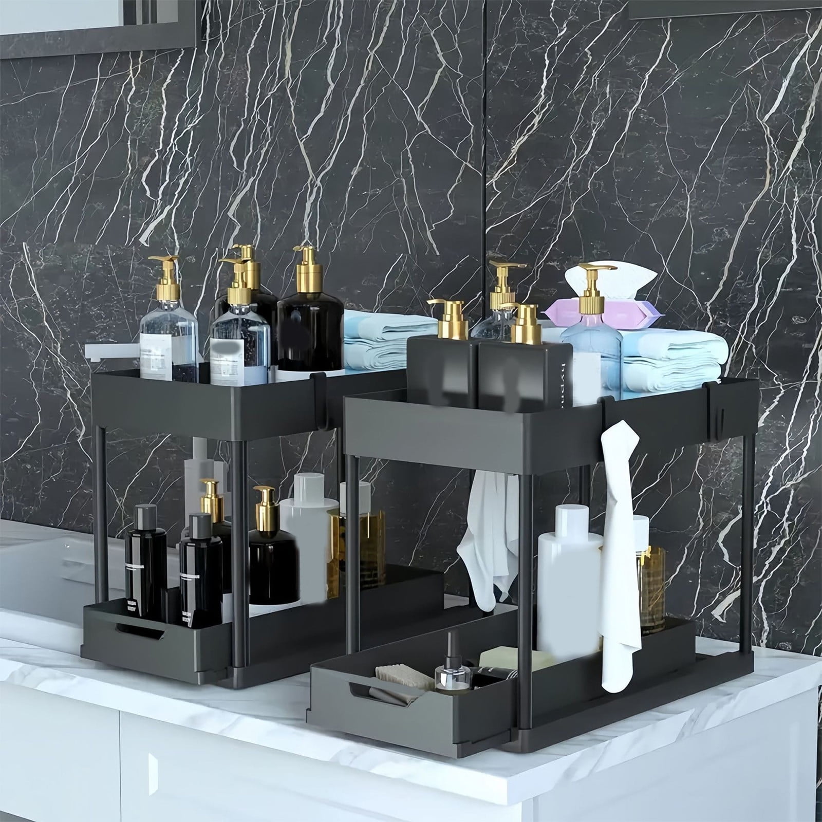 Under Sink Organizer, Pull Out Organizer 2 Tier Slide Out Sink