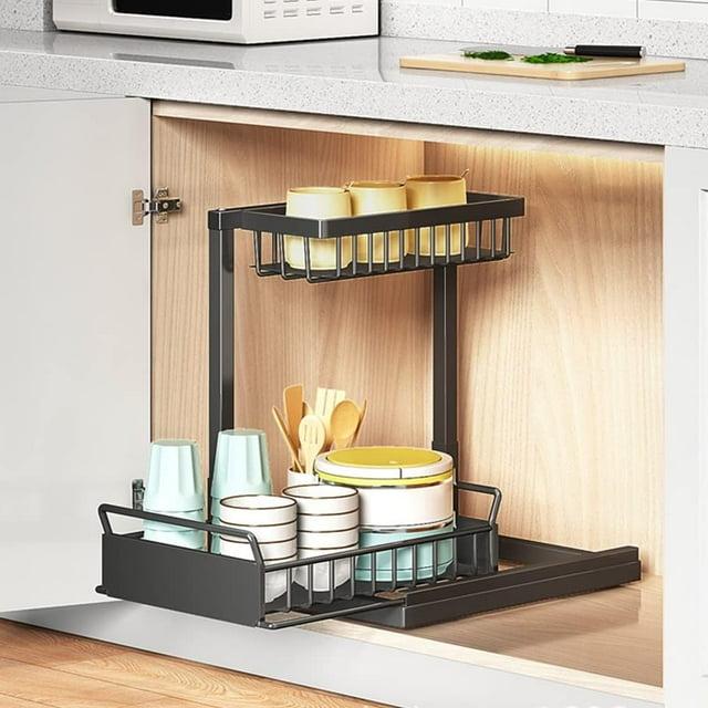 Under Sink Organizer, Pull Out Organizer 2Tier Slide Out