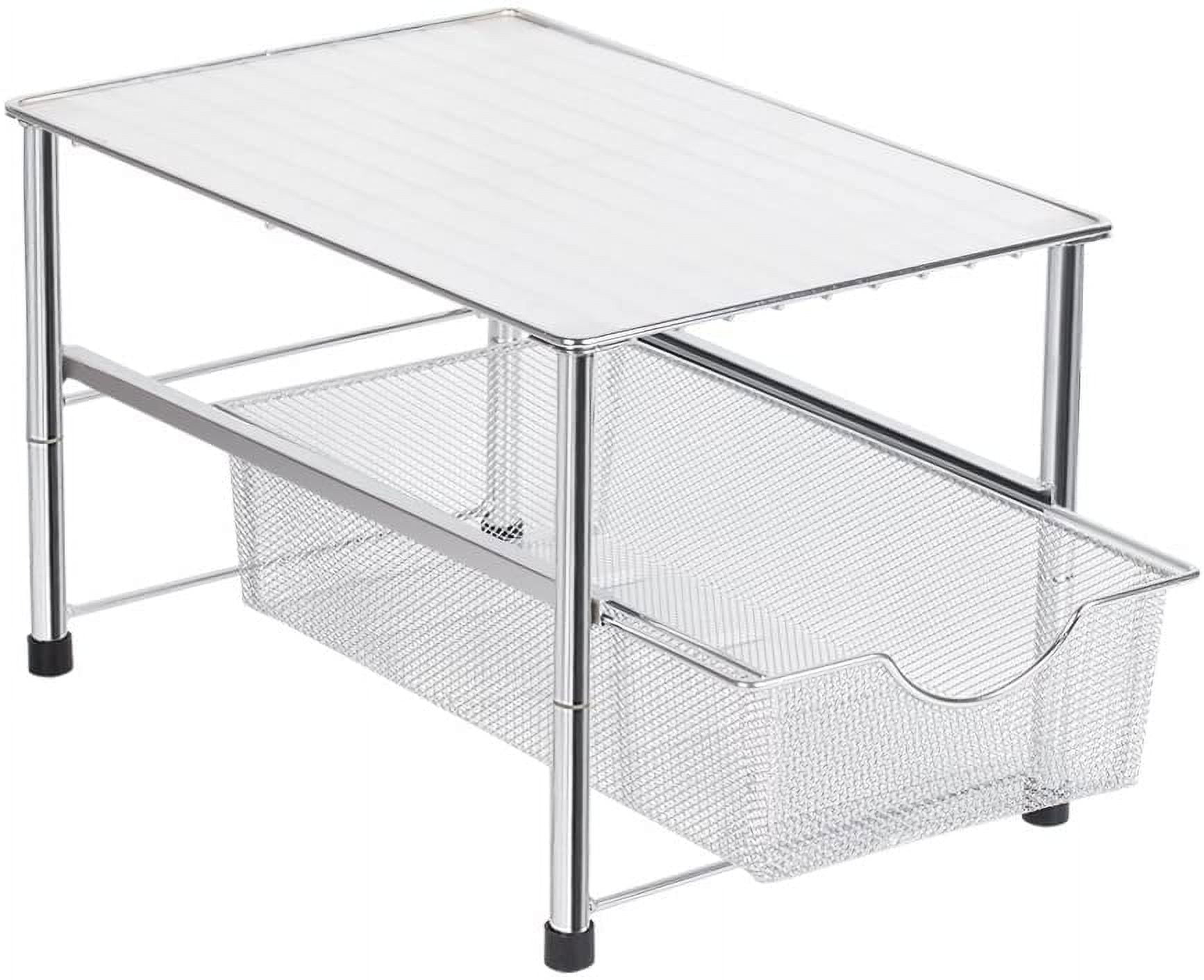Under Sink Organizer, Sliding Mesh Basket Organizer Drawer Chrome