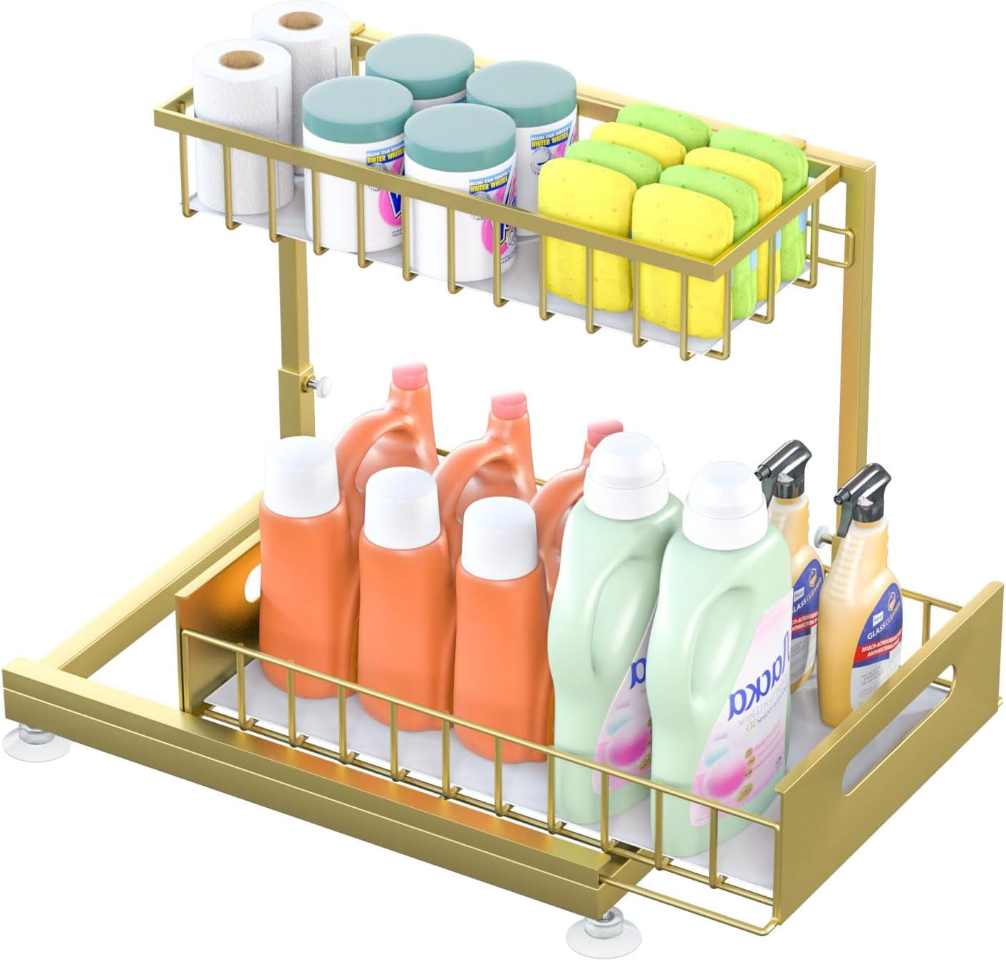 Under Sink Organizer Storage 2-Tier Premium Metal Pull-Out Racks ...