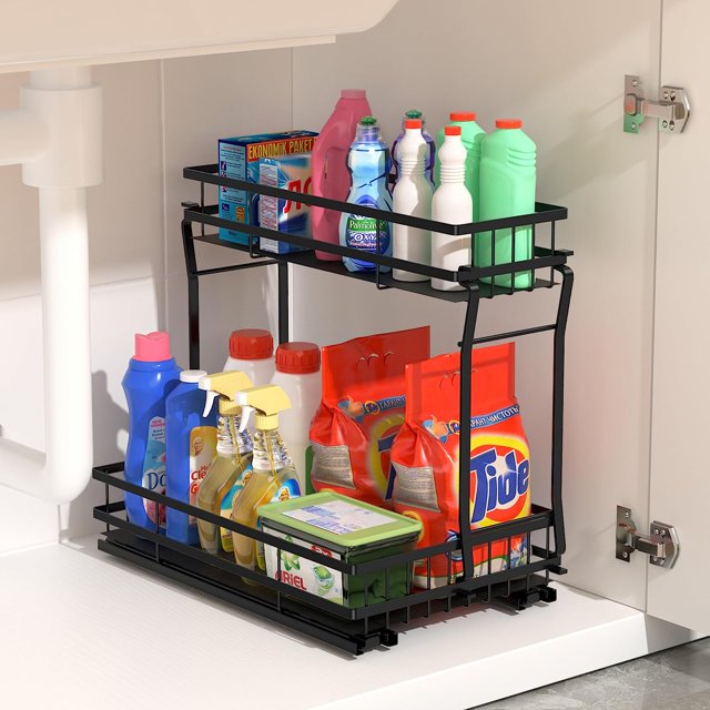 Under Sink Organizer and Storage, 2 Tier Slide Out Undersink
