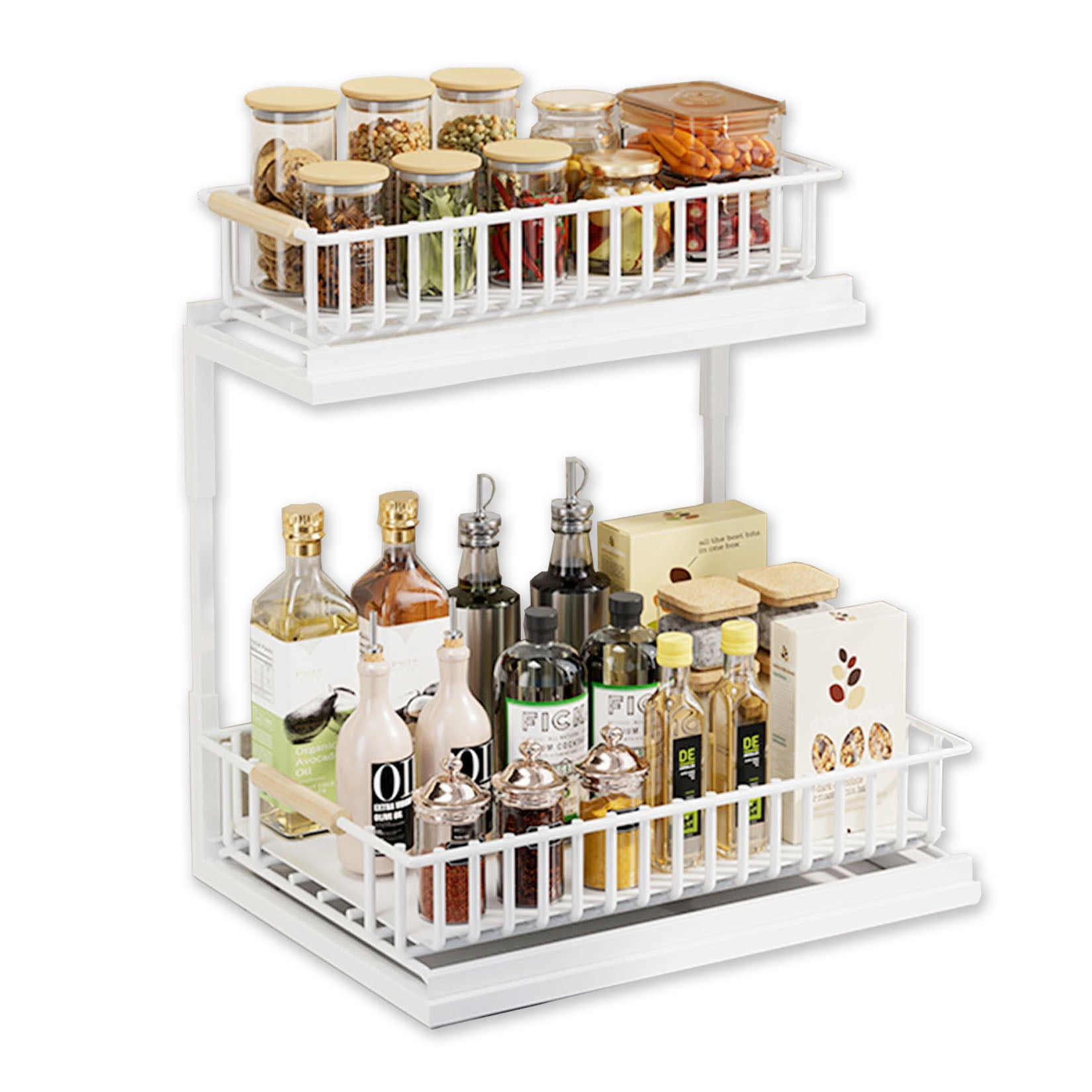 Under Sink Organizer Storage 2Tier,Sliding Under Bathroom
