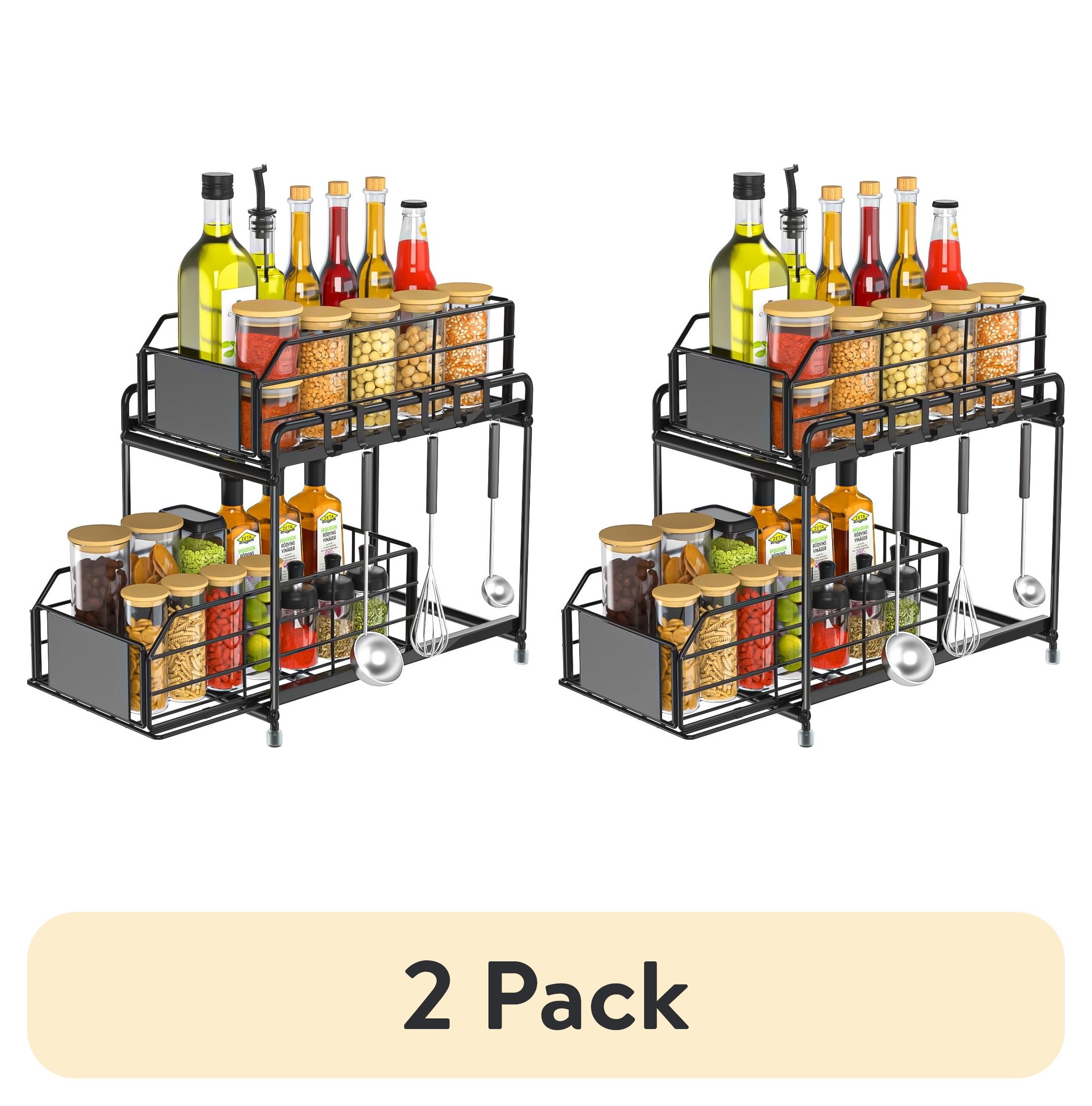 (2 pack) Under Sink Organizer and Storage with 6 Pcs Hooks, 2 Tier ...