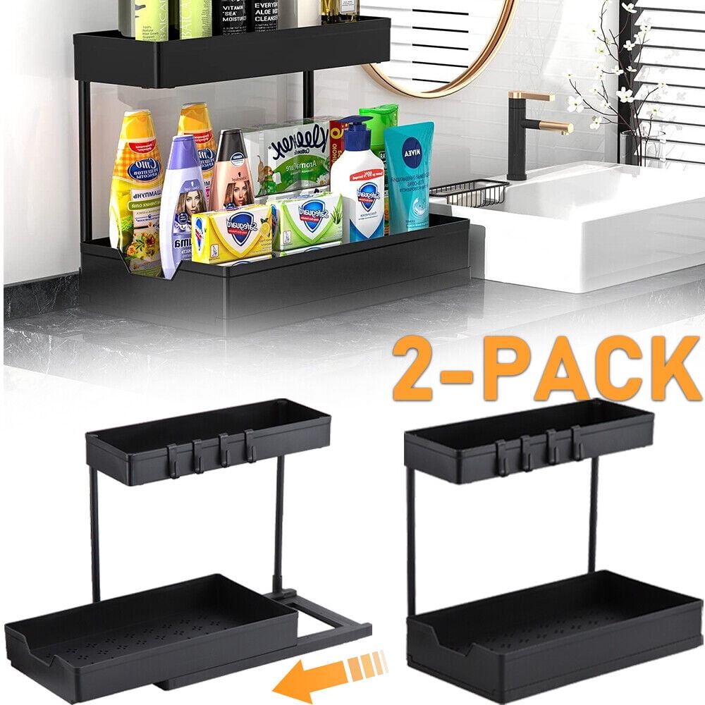 Under Sink Organizer with 2 Tier Sliding Drawers - Bathroom Cabinet Organizer 2x - Walmart.com