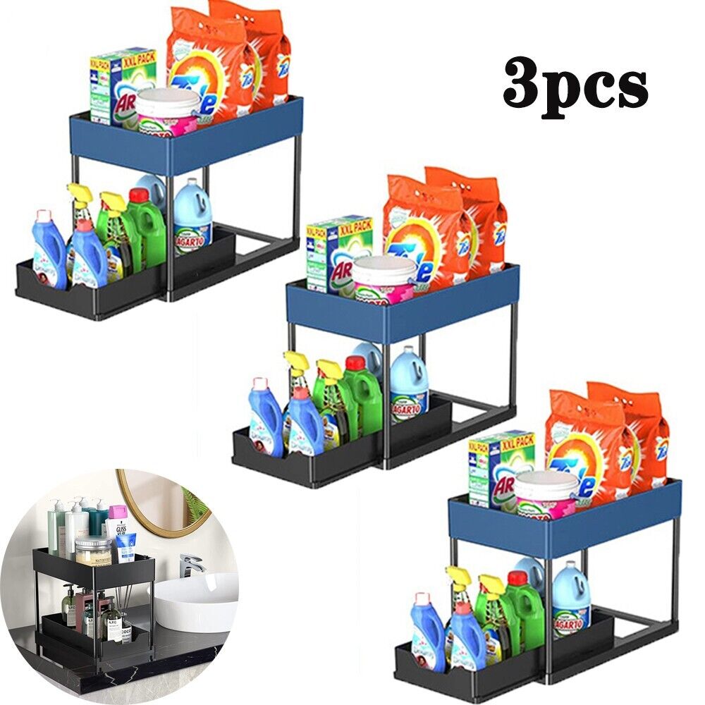 Under Sink Organizer with 2 Tier Sliding Drawers Bathroom