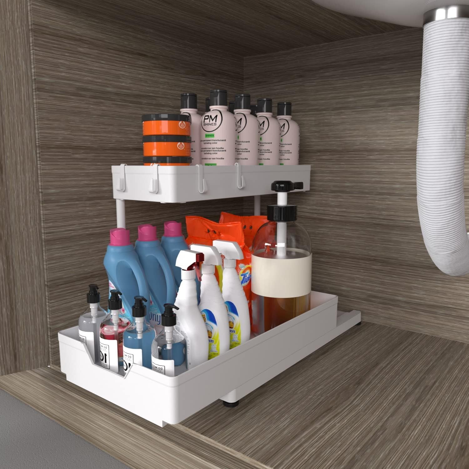 Under Sink Organizers, Sliding L-shape Cabinet Organizers Narrow Space Storage Multi-purpose ...