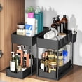 thumbnail image 1 of Under Sink Organizers and Storage, 2 Pack Pull Out Kitchen Bathroom Cabinet Organizer, 2 Tier Black Under Sink Storage for Bathroom Kitchen, Under Counter Storage Organizer with Hooks Hanging Cup, 1 of 7