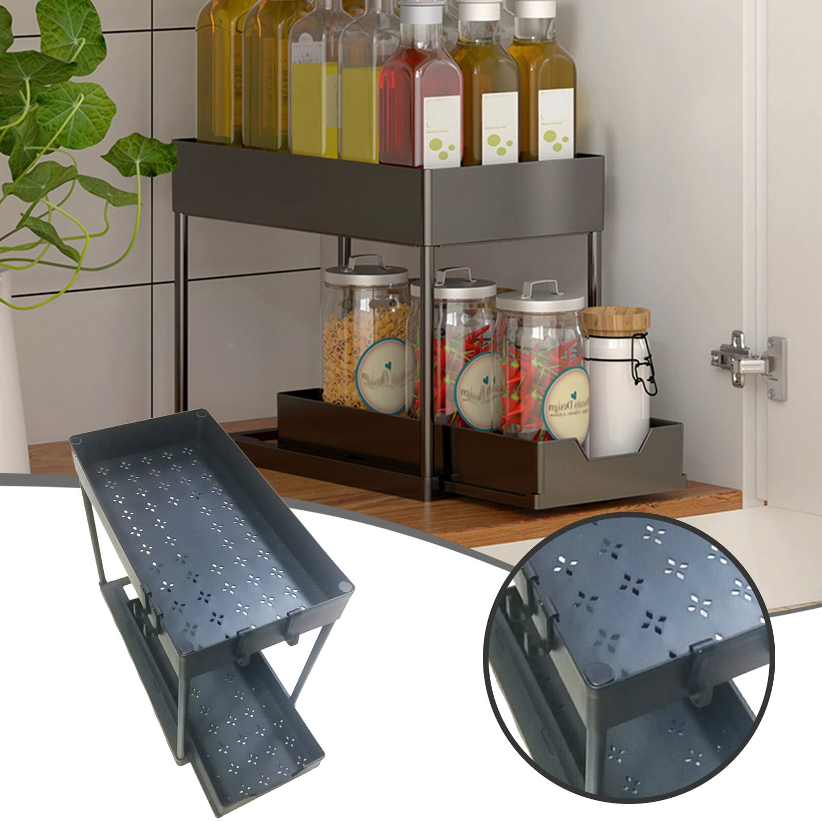 Under Sink Organizers and Storage 2 Pack - 2 Tier Sliding Bathroom ...