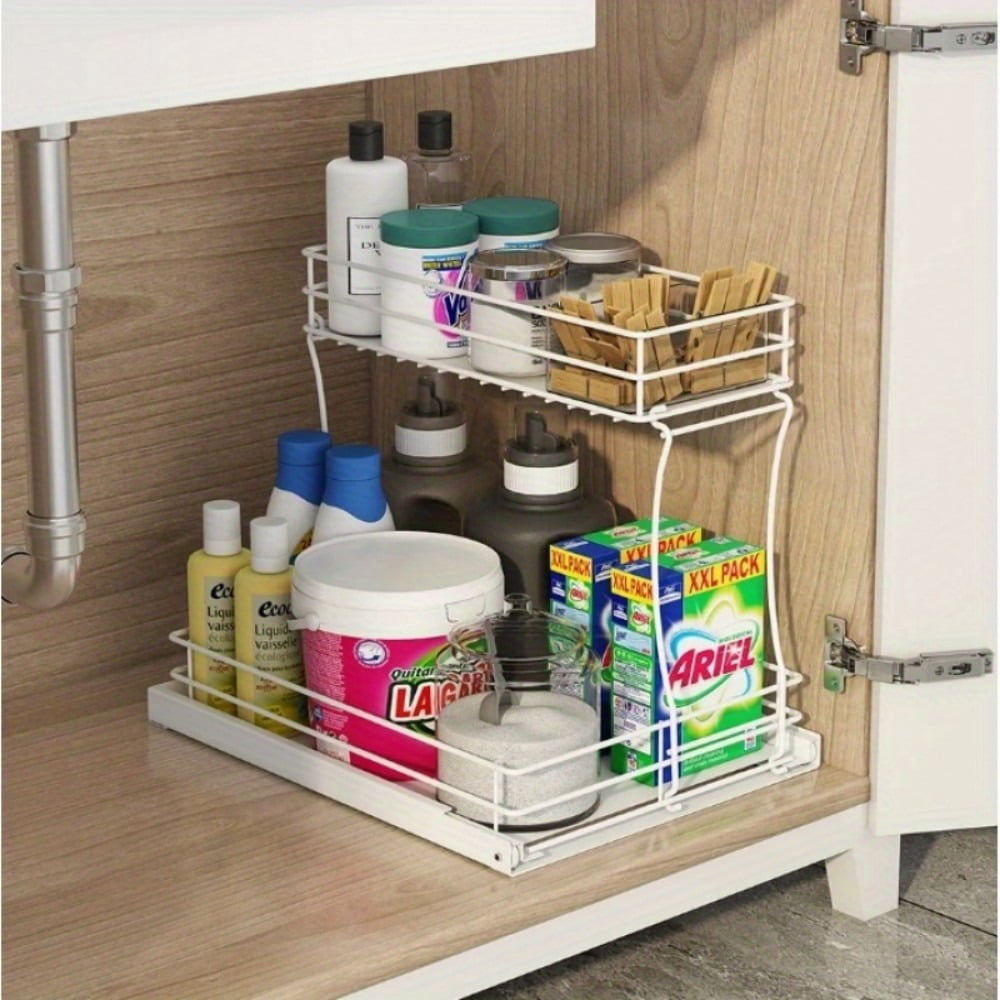 Under Sink Organizers and Storage, 2 Tier Bathroom Kitchen Cabinet ...