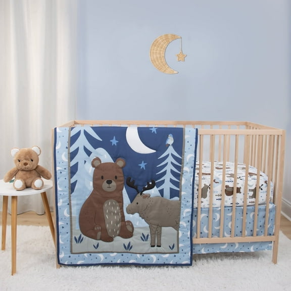 The Peanutshell Wild Kingdom/Safari Adventures Crib Bedding Set and Stuffie Plush Toy, 4-Piece Set