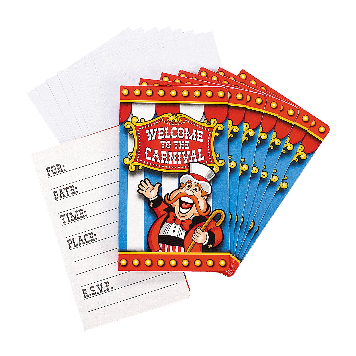 Under The Big Top Invitations 8Pc Party Supplies 8 Pieces