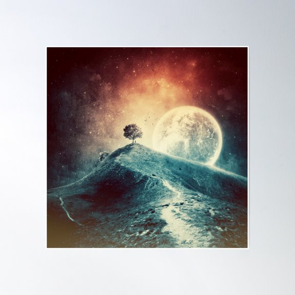 Under The Colorful Moonlight Poster Wall Art, Modern Wall Decor, 30x30 UNFRAMED