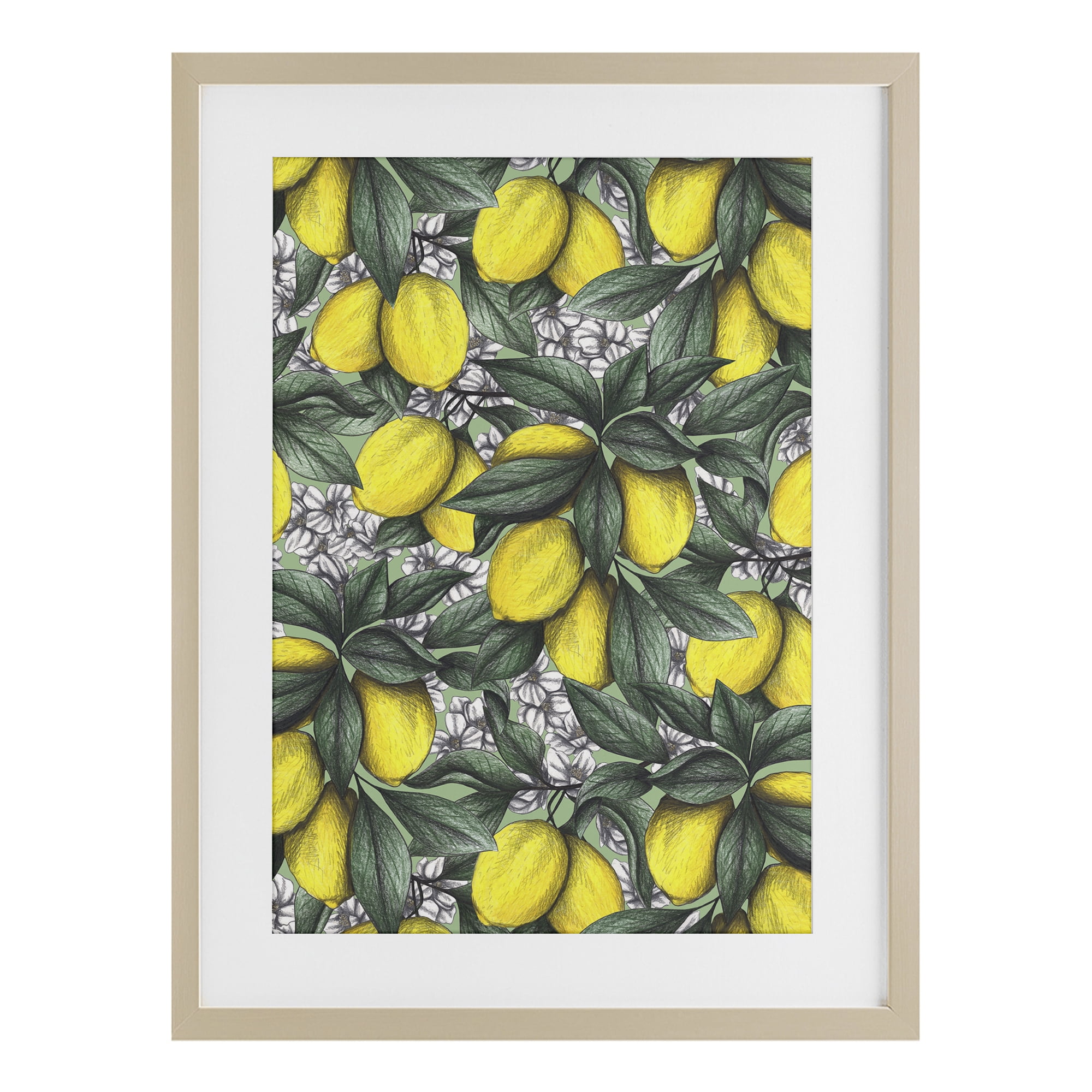 Under The Lemon Tree Birch Framed Print Under Glass, design by Cecilia Battaini