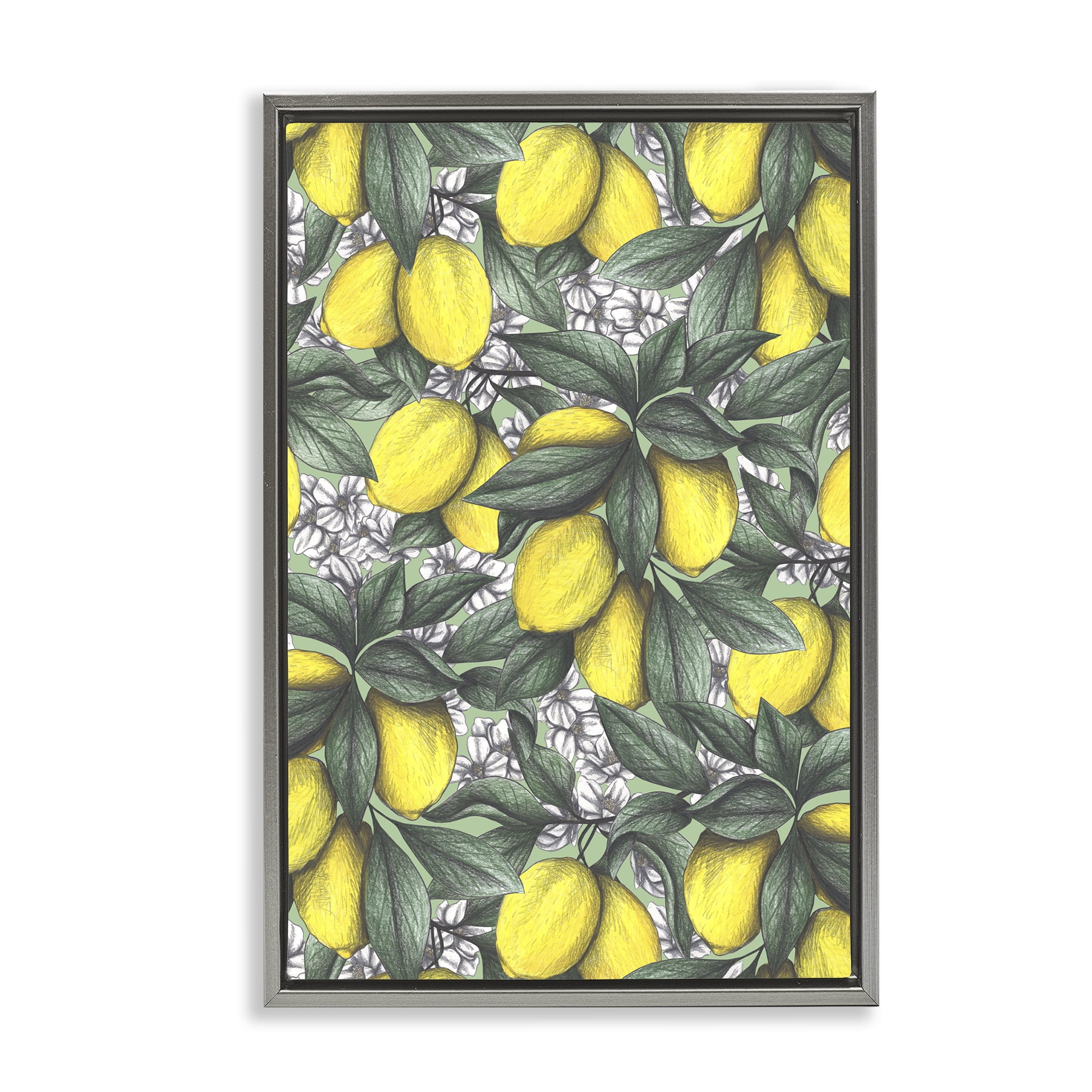 Under The Lemon Tree Gray Framed Floater Canvas Wall Art, design by Cecilia Battaini