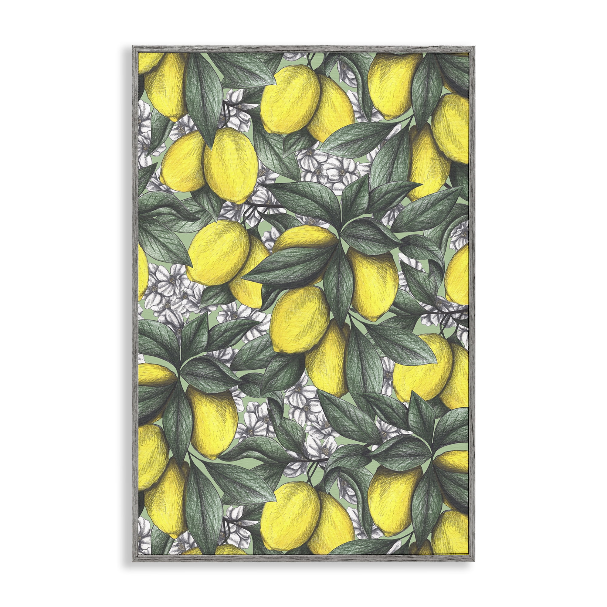 Under The Lemon Tree Gray Framed Giclee Art, design by Cecilia Battaini