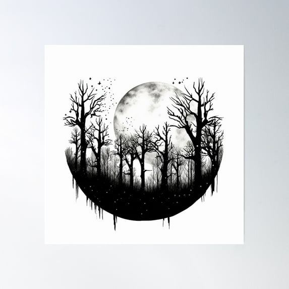 Under The Moon Poster Wall Art, Modern Wall Decor, 30x30 UNFRAMED