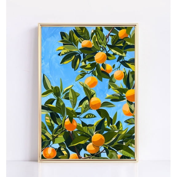 Under The Orange Tree Mini Art Poster, Vibrant Fruit, Botanical Artwork, Perfect Home Decor Friends, Mother’S Day, 12x18 UNFRAMED