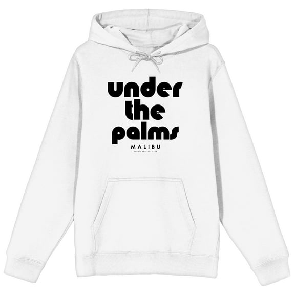 Under The Palms Malibu Long Sleeve White Adult Hooded Sweatshirt-Medium