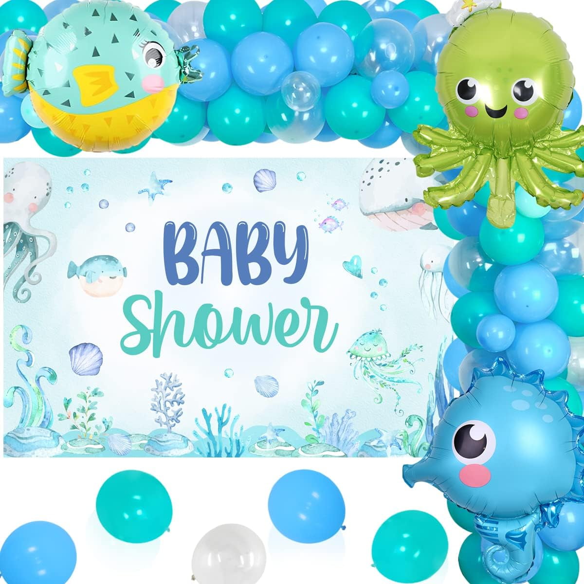 Under The Sea Baby Shower Decorations Blue, Ocean Theme Baby