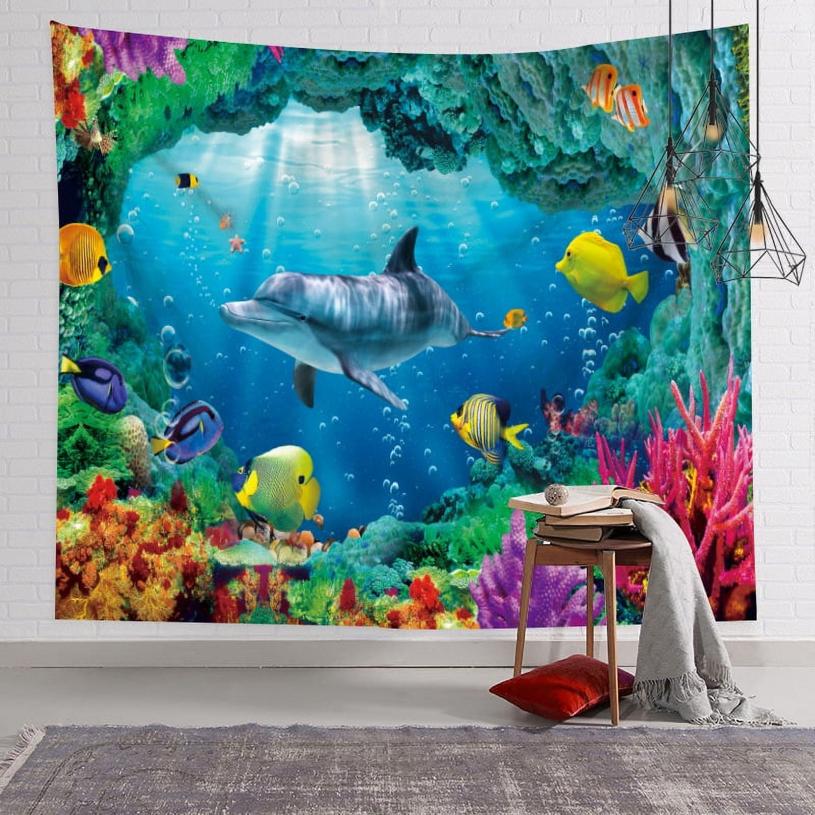 6.5x6.5ft Under The Sea Round Backdrop - Polyester Ocean Scene For Photography & Party Decor