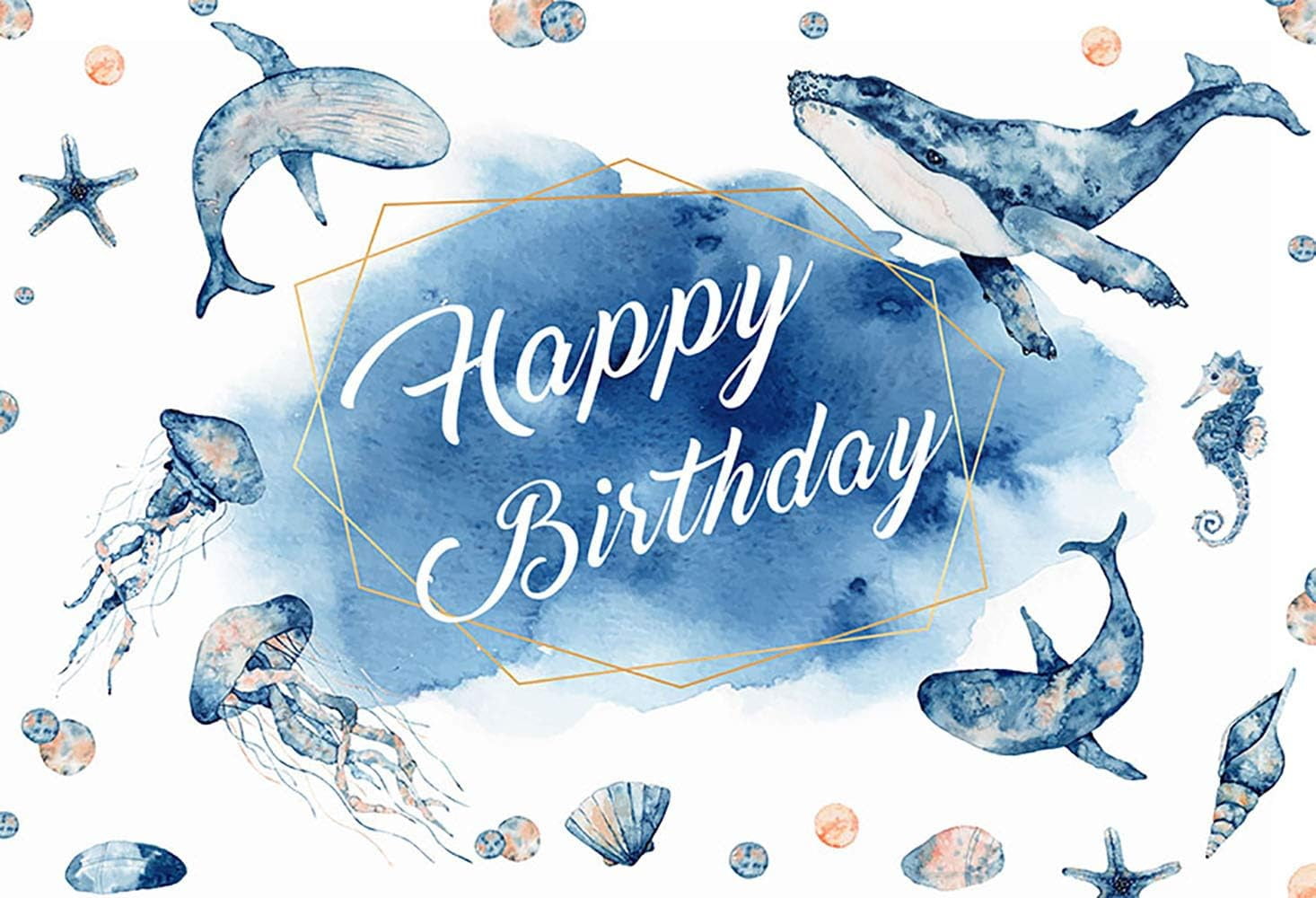 Ocean Underwater Wonders Backdrop Starfish Seashell Coral Pearls Photography Background Blue Golden Under The Sea Seaweed Baby Shower Birthday Party Decorations Banner Photo Booth Props