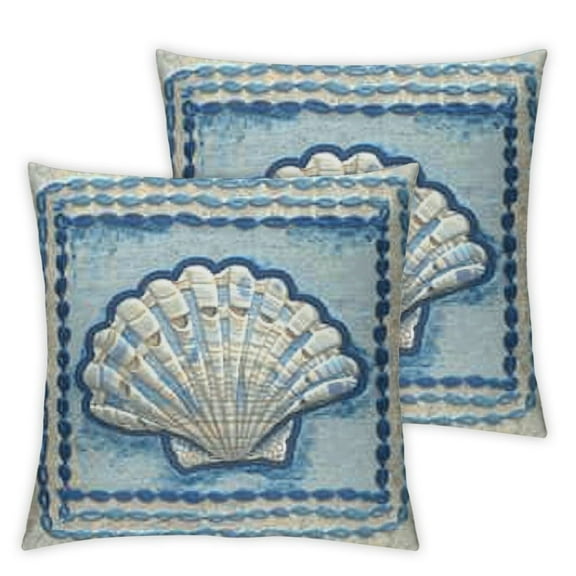 Under The Sea Collection Ocean Shell Accent and Throw Pillow Sofa Lumbar Cushion, Polyester