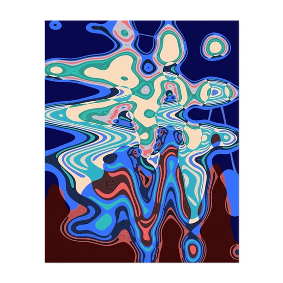 Under The Sea - Digital Art Abstract Modern Art Psychedelic Geometric Surrealism Pattern Unframed Wall Art Print 9 x 12 inches