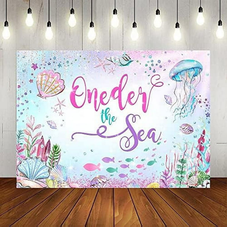 Under The Sea First Birthday Party Backdrop Oneder The Sea Happy Birthday Background  Ocean Theme Girls 1st Birthday Party Decor Cake Table Banner 5x3ft 