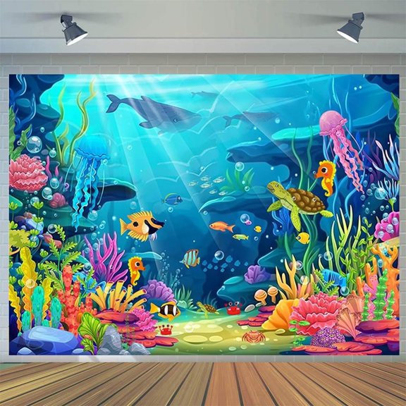 Under The Sea Photography Backdrop 7x5 FT Ocean Themed Party Background Banner