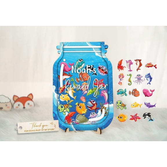 Under The Sea Reward Jar, Marine Animal Reward Jar, Mermaid Token, Ocean Reward Jar, Shark Token, Back to School Gift for Teacher, Gift for Kid