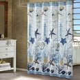 thumbnail image 1 of Under The Sea Seashell Polyester Ocean Fabric Blue Seaside Printed Waterproof Shower Curtain for Bathroom-48"W x 72"L (Pack of 1), 1 of 7