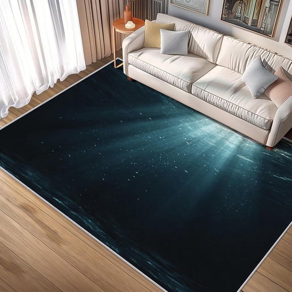 Under The Sea Sunshine Ocean Area Rug, Marine Theme Design Carpet, Washable Non Slip Soft Low Pile, Living Room Bedroom Kitchen Office Mat 2x3ft