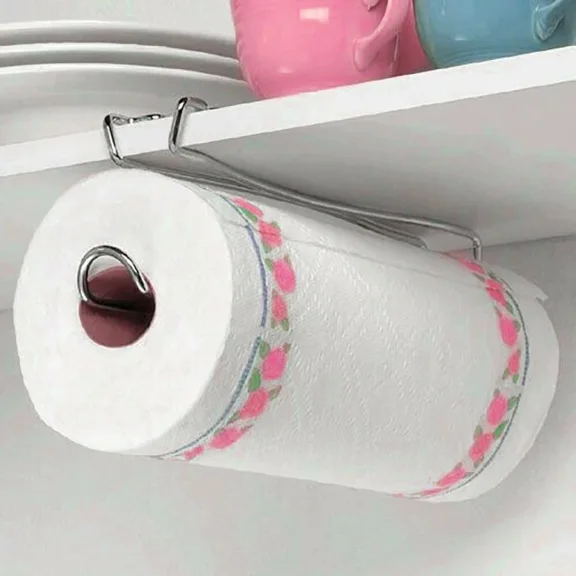 Under The Shelf Kitchen Wall Mount Bathroom Paper Towel Holder Chrome Metal